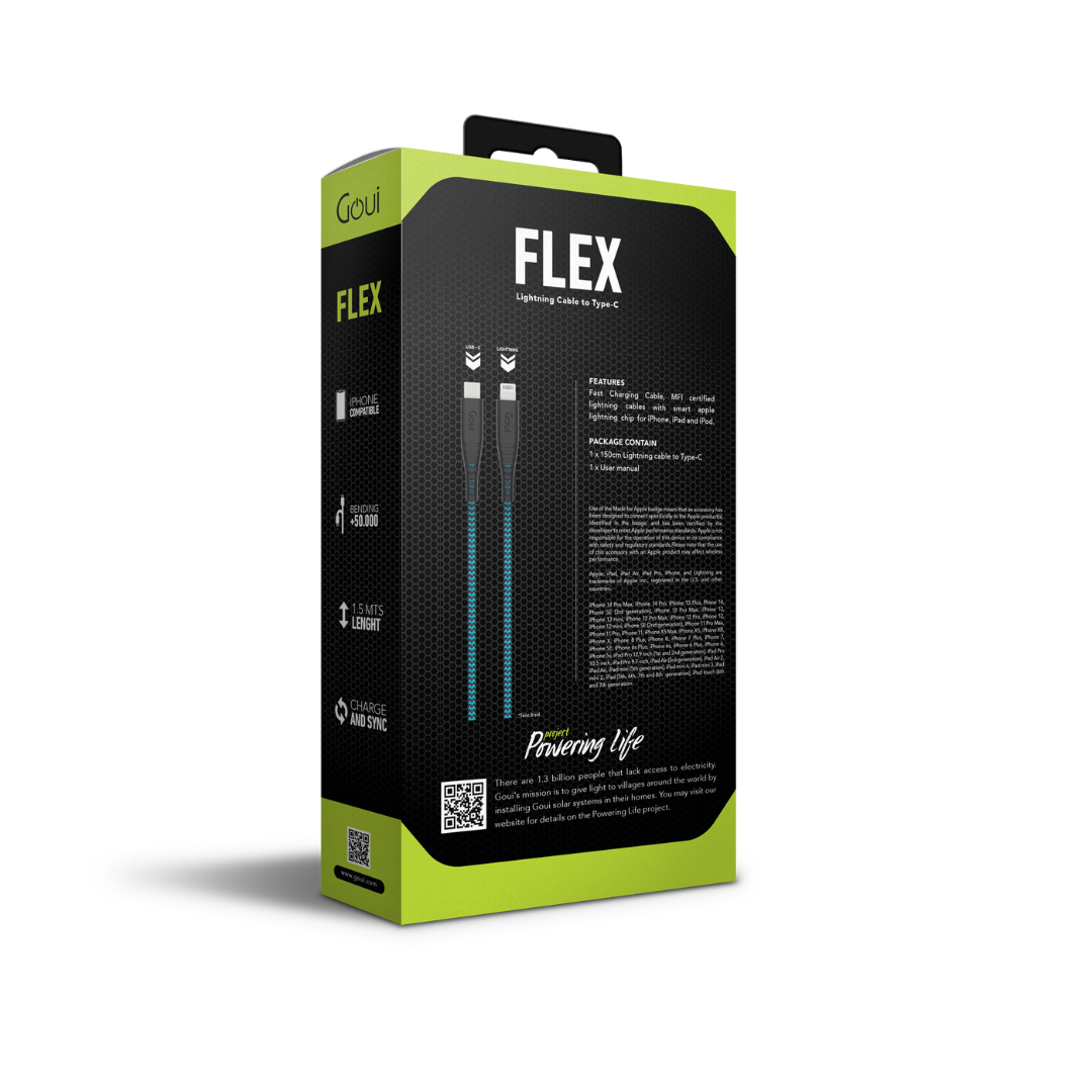 Goui Flex Câble iPhone Lightning vers Type C (1,5 m) - Bleu clair – Image 3
