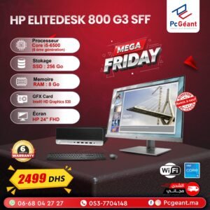 HP EliteDesk 800 G3 SFF Core i5-6500 I 8Go DDR4 I 256Go I HP 24" FHD Fremlisse [Remis à Neuf]