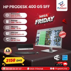 HP ProDesk 400 G5 SFF Core i5-8500 I 16Go DDR4 I 256Go SSD I HP 24″ FHD -Fremlisse [Remis à Neuf]