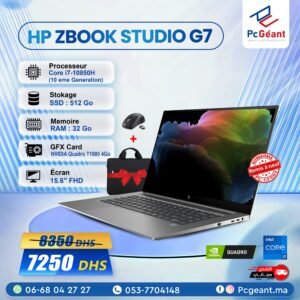 HP ZBook STUDIO G7 Core i7-10850H I 32Go I 512GB NVMe SSD I Quadro T1000 4Go I 15.6" FHD [Remis à Neuf]