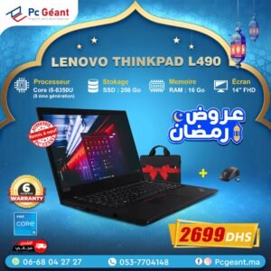 LENOVO ThinkPad L490 Core i5-8365U I 16Go I 256Go SSD I 14″ Full HD[Remis à Neuf]