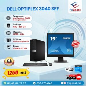DELL OptiPlex 3040 SFF Intel® G4400 I 4Go I 500Go + IIYAMA 19″ [Remis à Neuf]